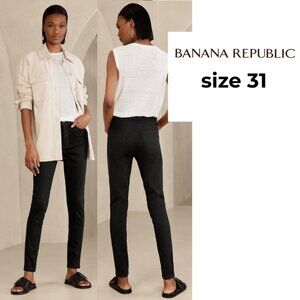 NWT Banana Republic High Rise Skinny Ankle Jeans Black Size 31
